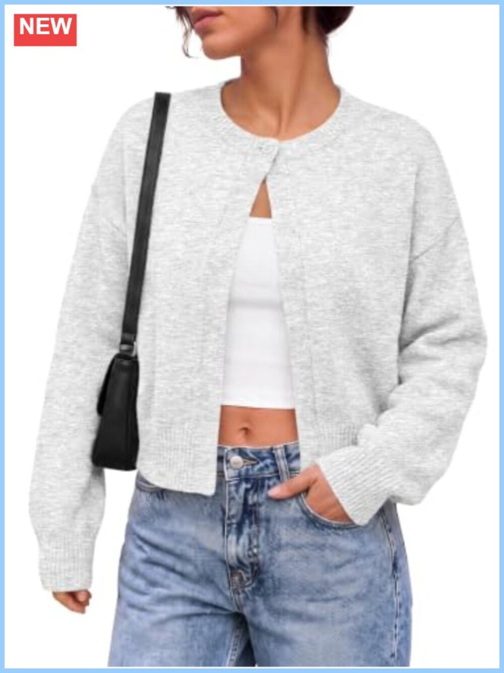 Women's Cropped Single Button Cardigan Lightweight Fall Sweater